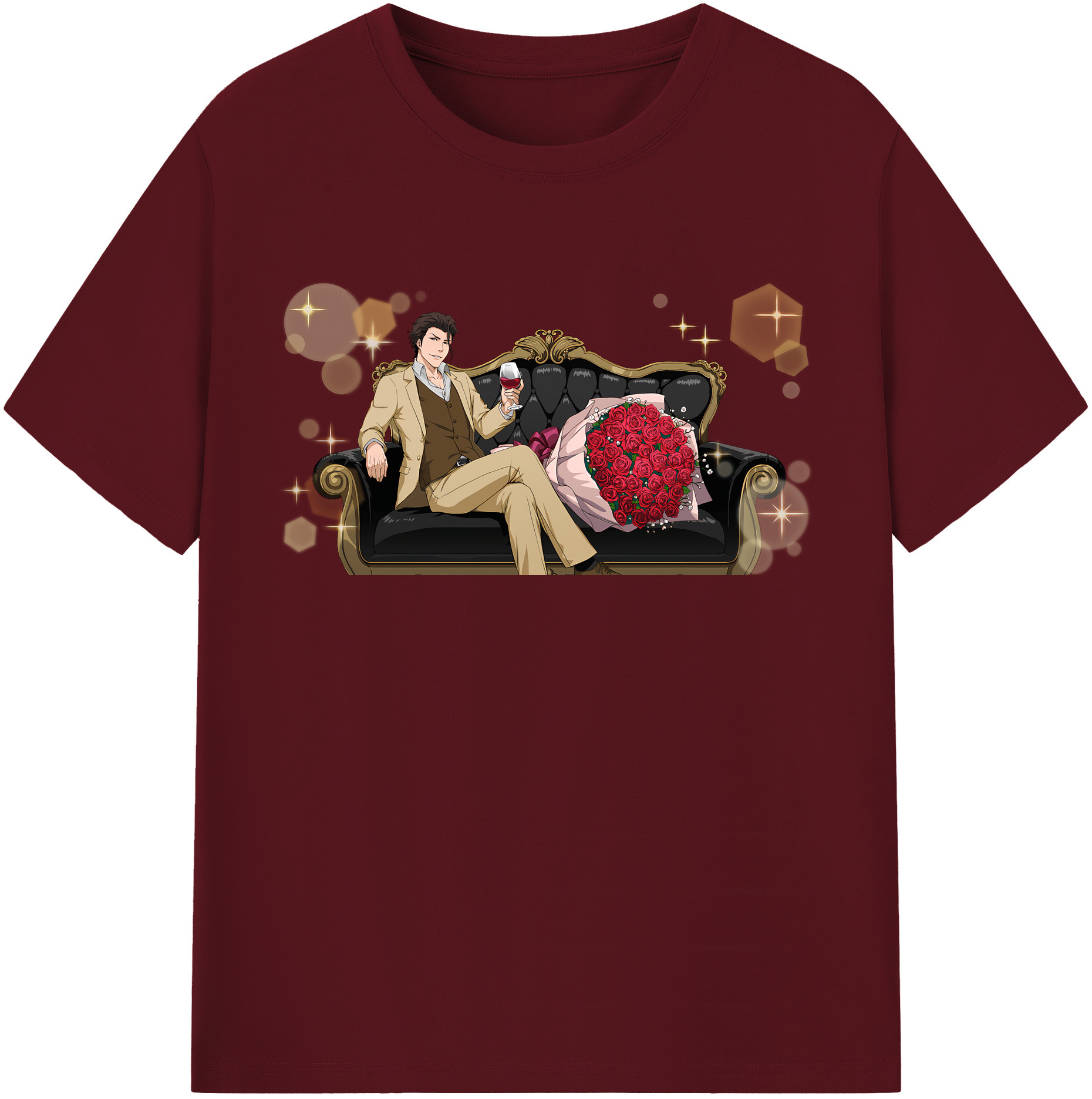 （画像用） ブリーチ 藍染 惣右介（あいぜん そうすけ） BLEACH Aizen Sousuke 綿100％半袖Tシャツ（フロントプリント）